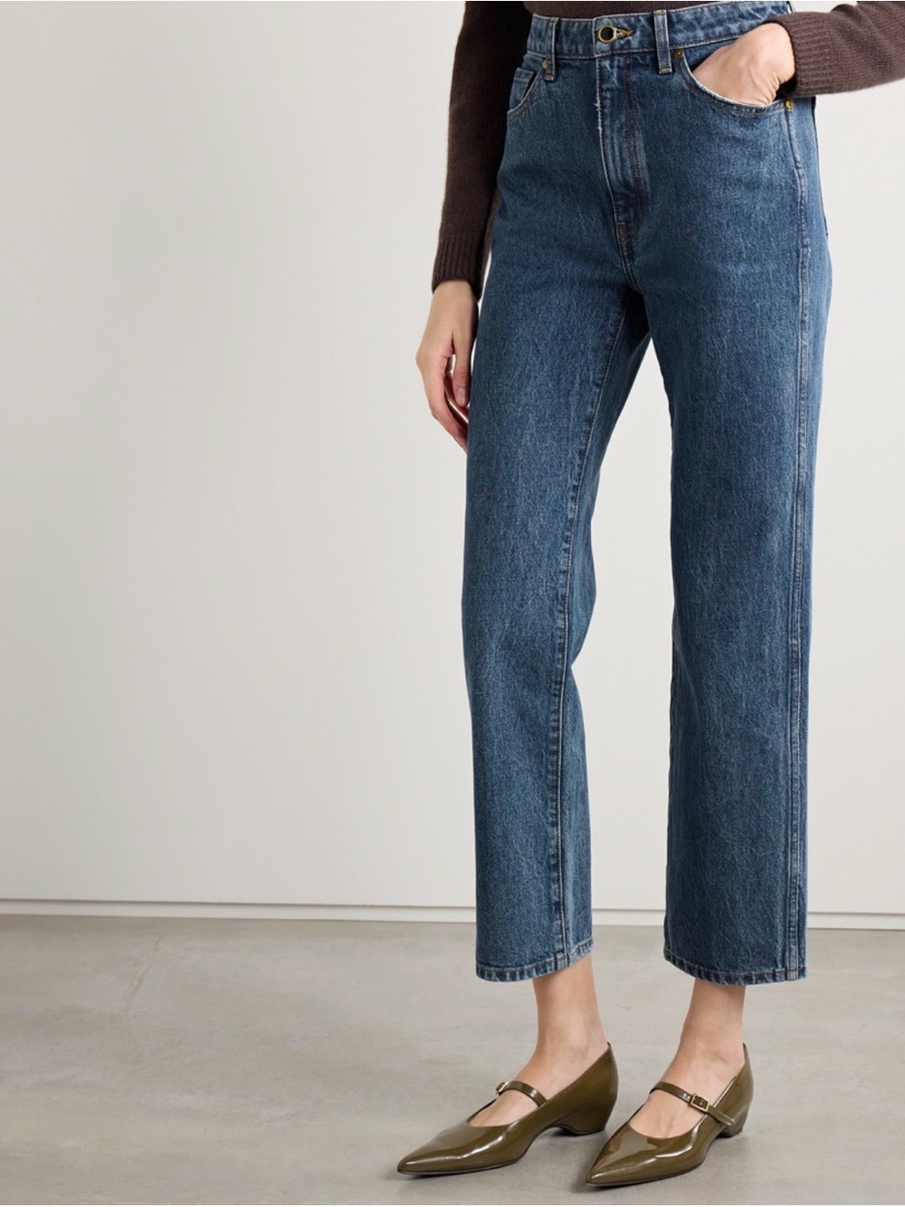 Khaite Abigail Cropped High-Rise Straight Leg Jeans